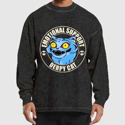 Emotional Support Cat Washed Long Sleeve Tee