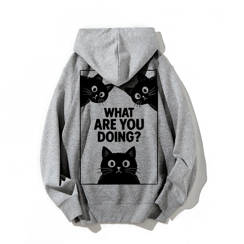 What Are You Doing Printed Back Unisex Cotton Hoodie
