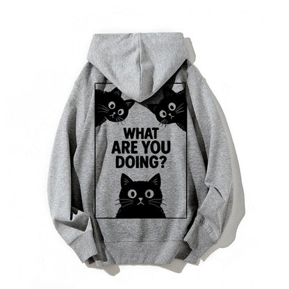 What Are You Doing Printed Back Unisex Cotton Hoodie