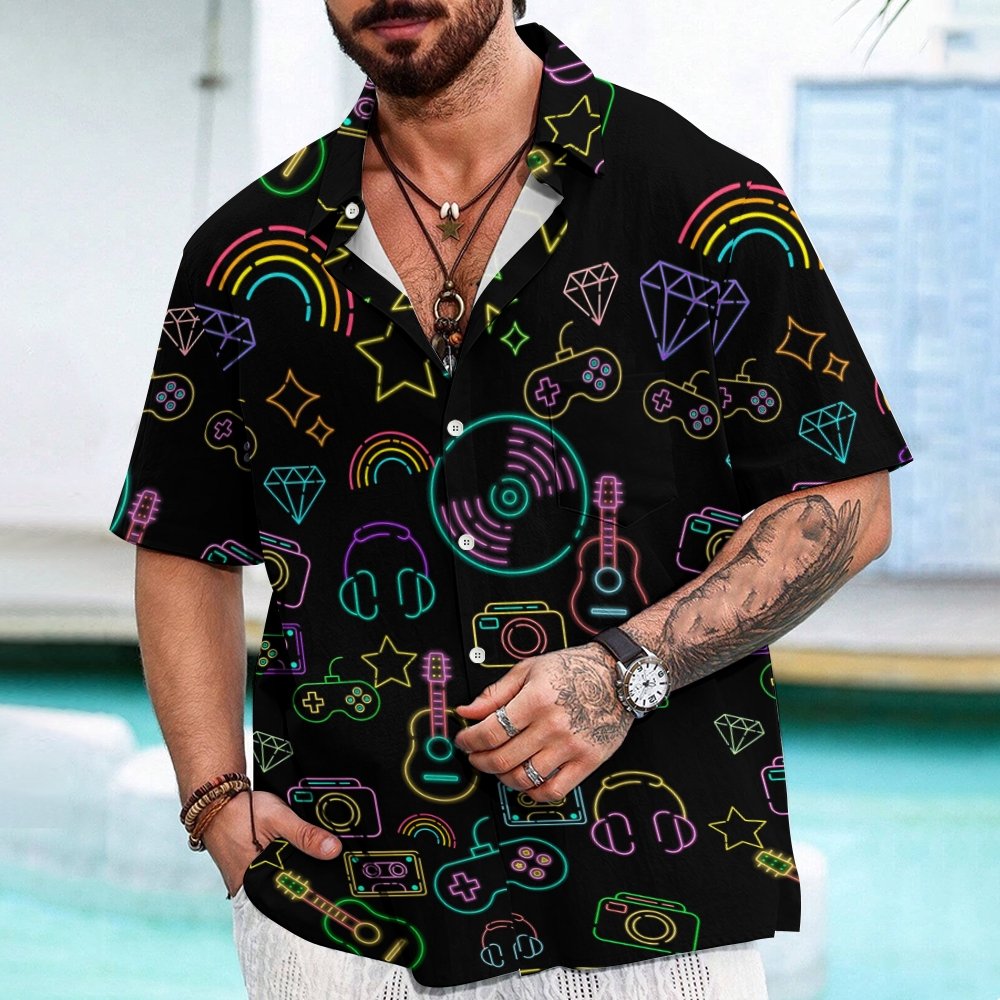 Cool Music Graphic Print Geek Shirt