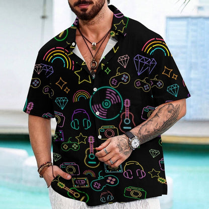 Cool Music Graphic Print Geek Shirt