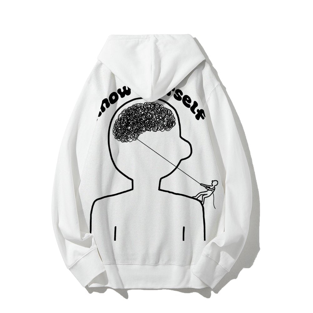 Vintage Mental Health Matters Graphic Print Printed Back Cotton Hoodie