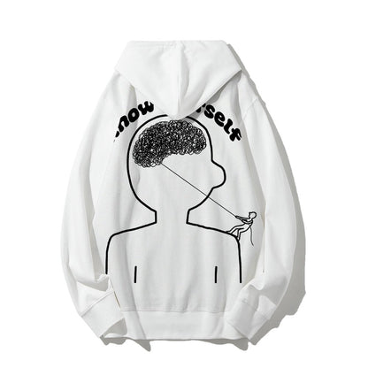 Vintage Mental Health Matters Graphic Print Printed Back Cotton Hoodie