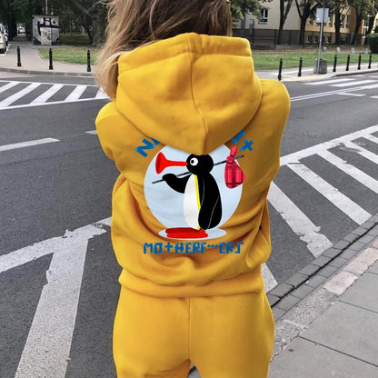 NOOT NOOT MOTHERF***ERS Printed Back Unisex Cotton Hoodie