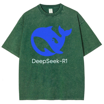 DeepSeek-R1 Icon Vintage Distressed T-shirt