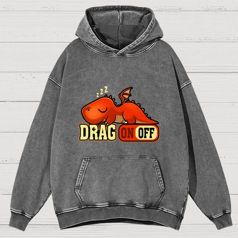 Drag On Off Vintage Distressed Hoodie