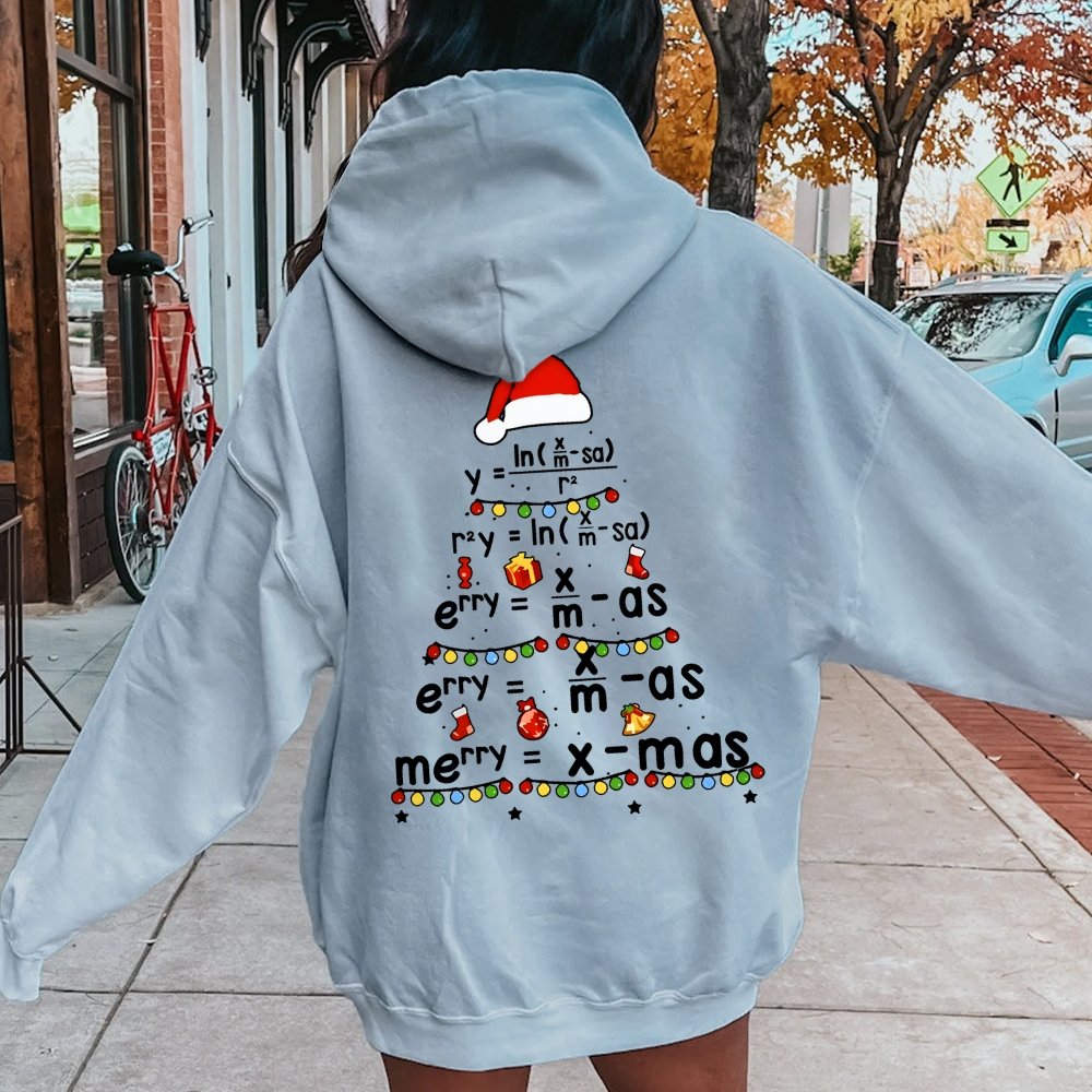 Christmas Math Printed Back Unisex Cotton Hoodie