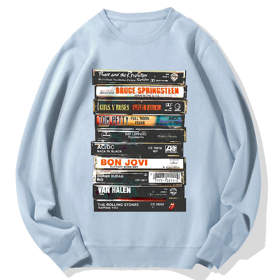 Vintage Rock Cassettes Geek Cotton Sweatshirt