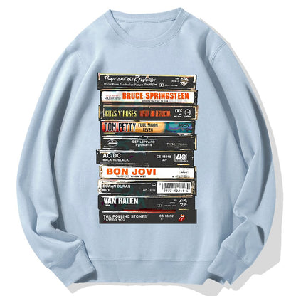 Vintage Rock Cassettes Geek Cotton Sweatshirt