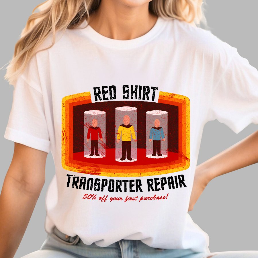 Red Shirt Space Repair Geek T-Shirt