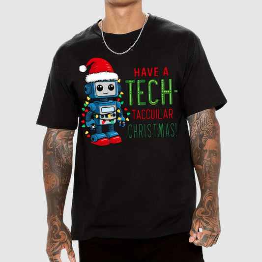 Have a Tech-Tacular Christmas! Cute Robot Holiday Geek T-Shirt