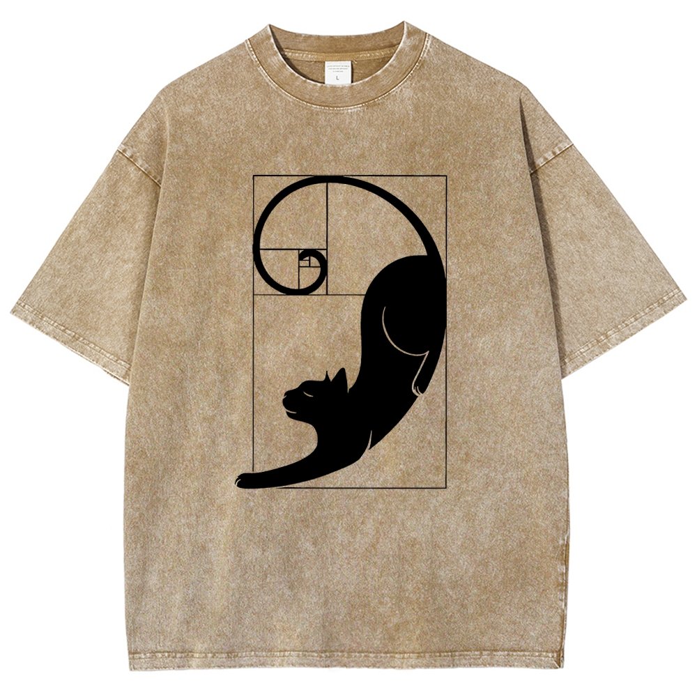Fibonacci Cat Golden Ratio Vintage Distressed T-shirt