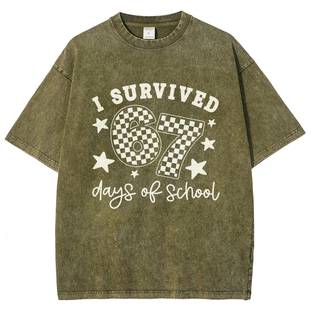 I Survived 67 Days of School Vintage Distressed T-shirt