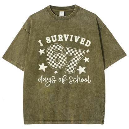I Survived 67 Days of School Vintage Distressed T-shirt