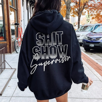 Shit Show Supervisor Printed Back Unisex Cotton Hoodie