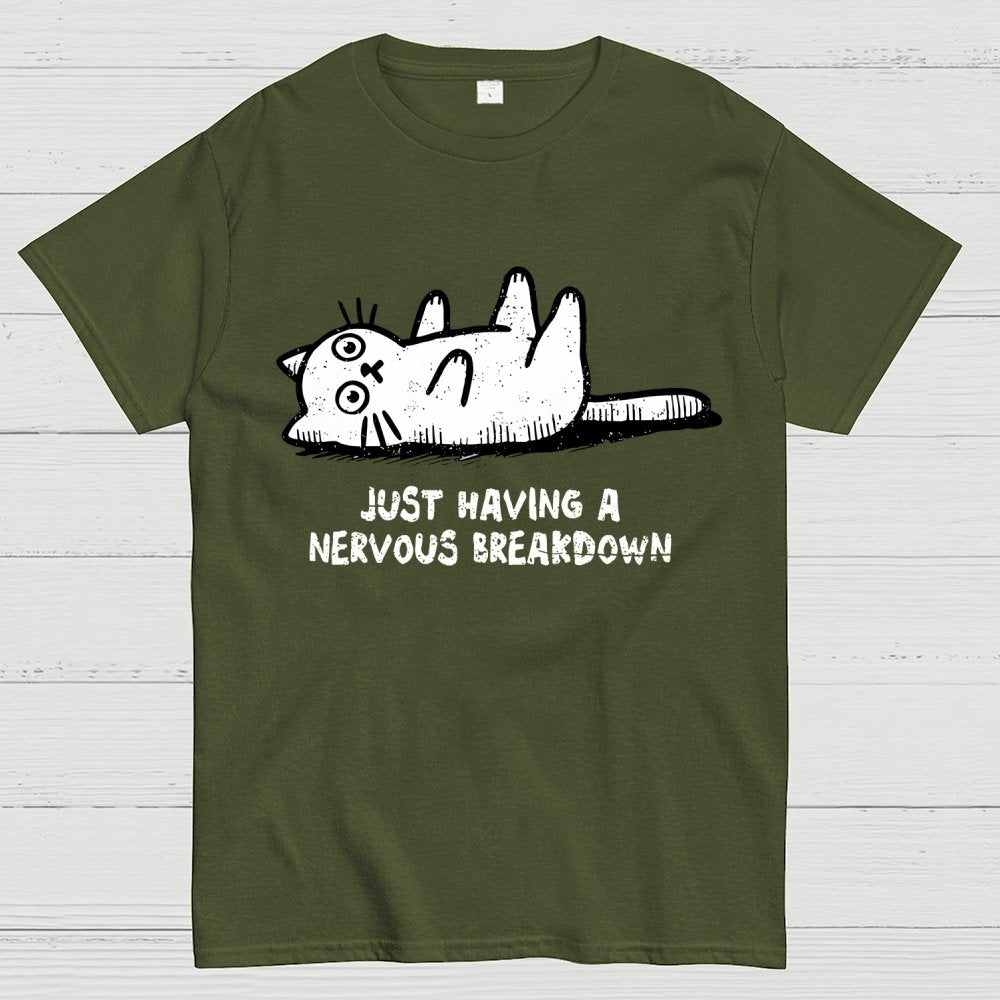 Nervous Breakdown Cat Geek T-Shirt