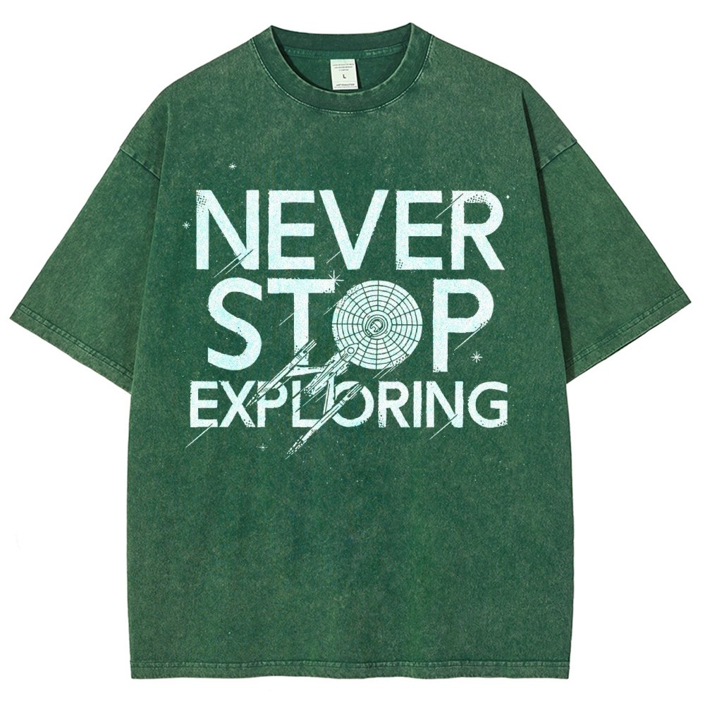 Never Stop Exploring Vintage Distressed T-shirt