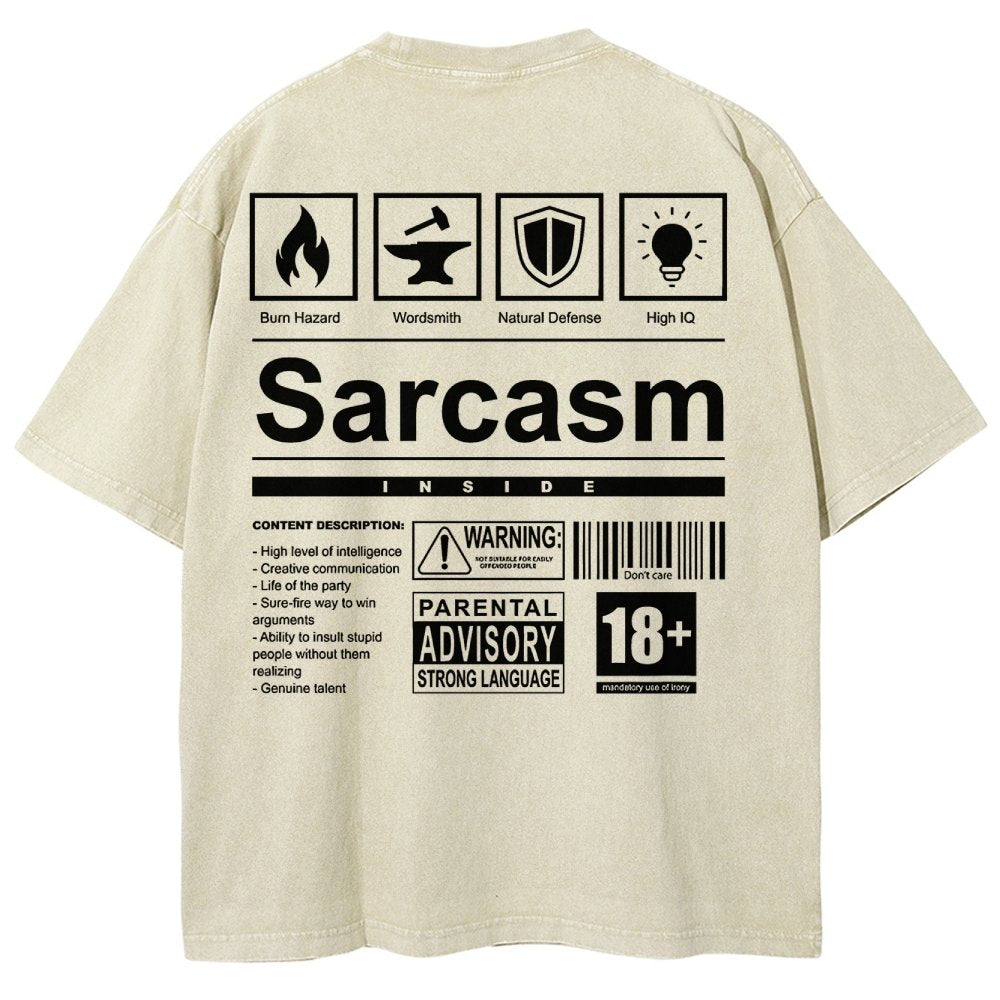 Sarcasm Label Washed T-Shirt