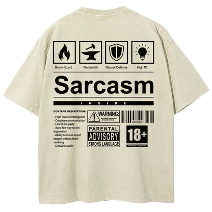 Sarcasm Label Washed T-Shirt