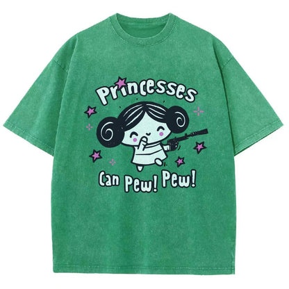 Princesses Can Pew! Pew! Too Vintage Distressed T-shirt