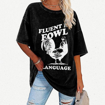 Chicken Turkey Fluent In Fowl Language Vintage Distressed T-shirt