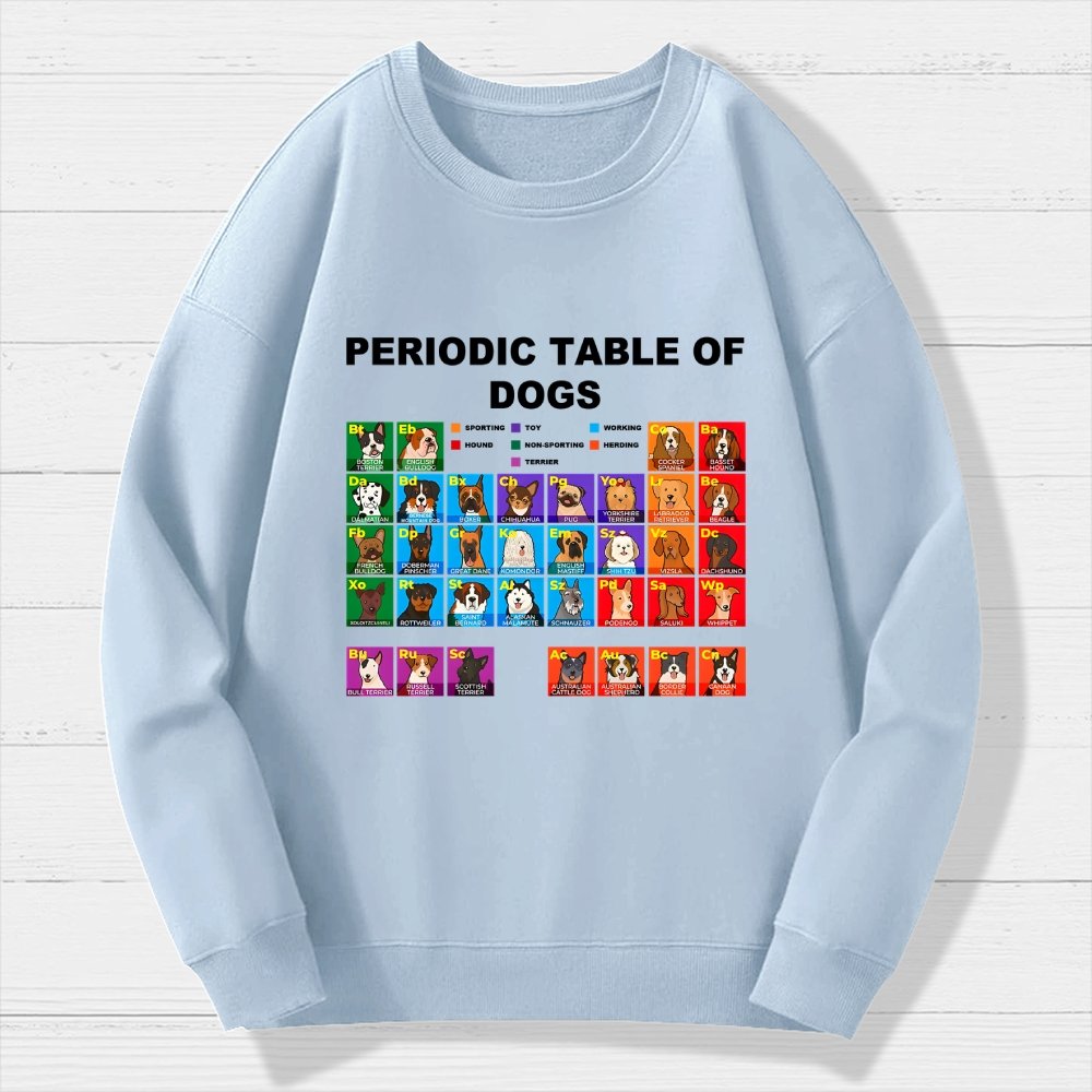 Periodic Table Of Dogs  Dog Lover  Funny Science Geek Cotton Sweatshirt