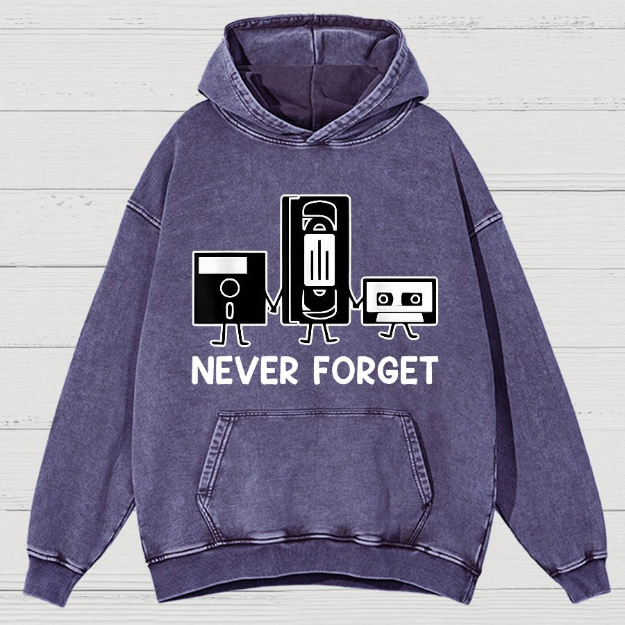 Never Forget Cassette Tape VHS Gamer Old School Funny Vintage Distressed Hoodie