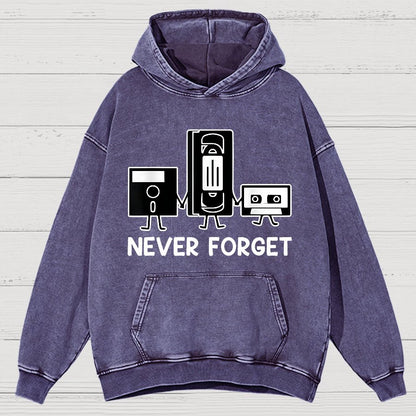 Never Forget Cassette Tape VHS Gamer Old School Funny Vintage Distressed Hoodie