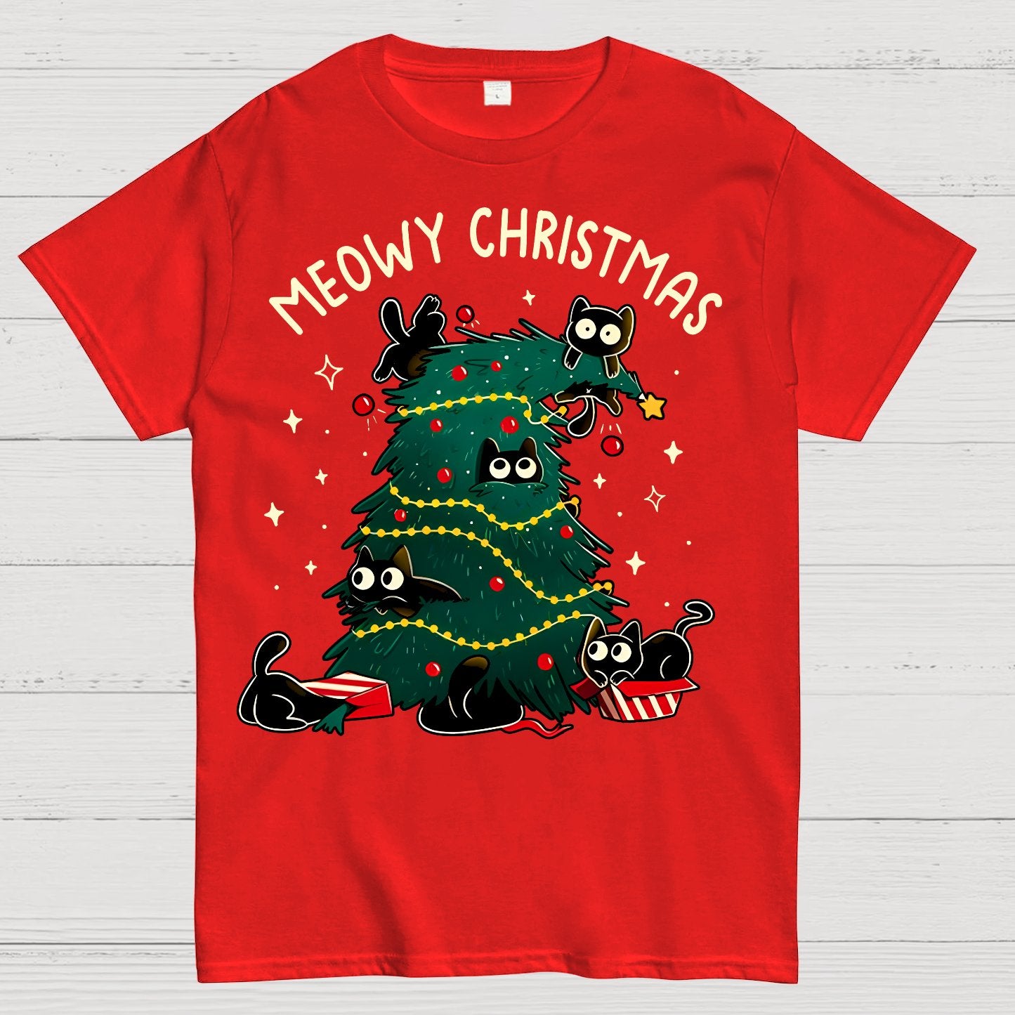 Meowy Christmas Funny Cats Geek T-Shirt