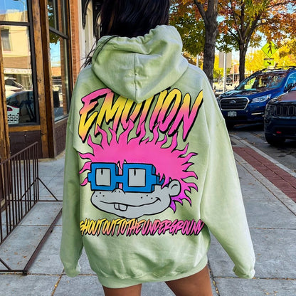 Vintage Cartoon Monster Graphic Print Printed Back Cotton Hoodie