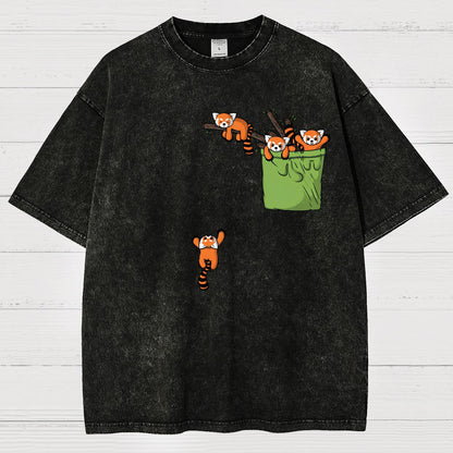 Pocket Red Panda Vintage Distressed T-shirt