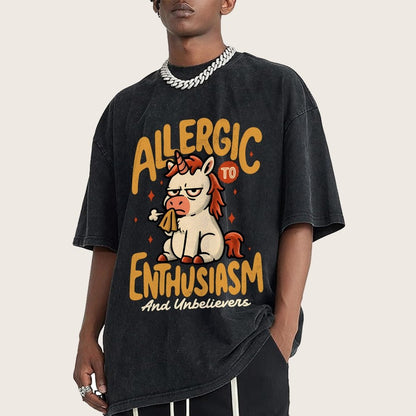 Allergic to Enthusiasm Vintage Distressed T-shirt