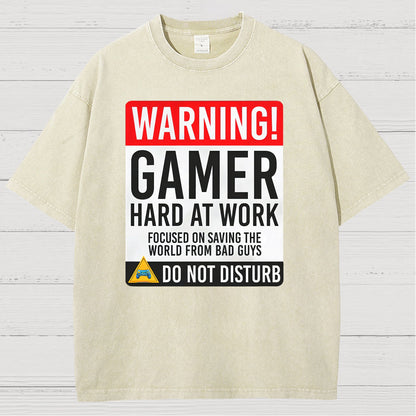 Warning Gamer Hard At Work - Geek Gamer Vintage Distressed T-shirt