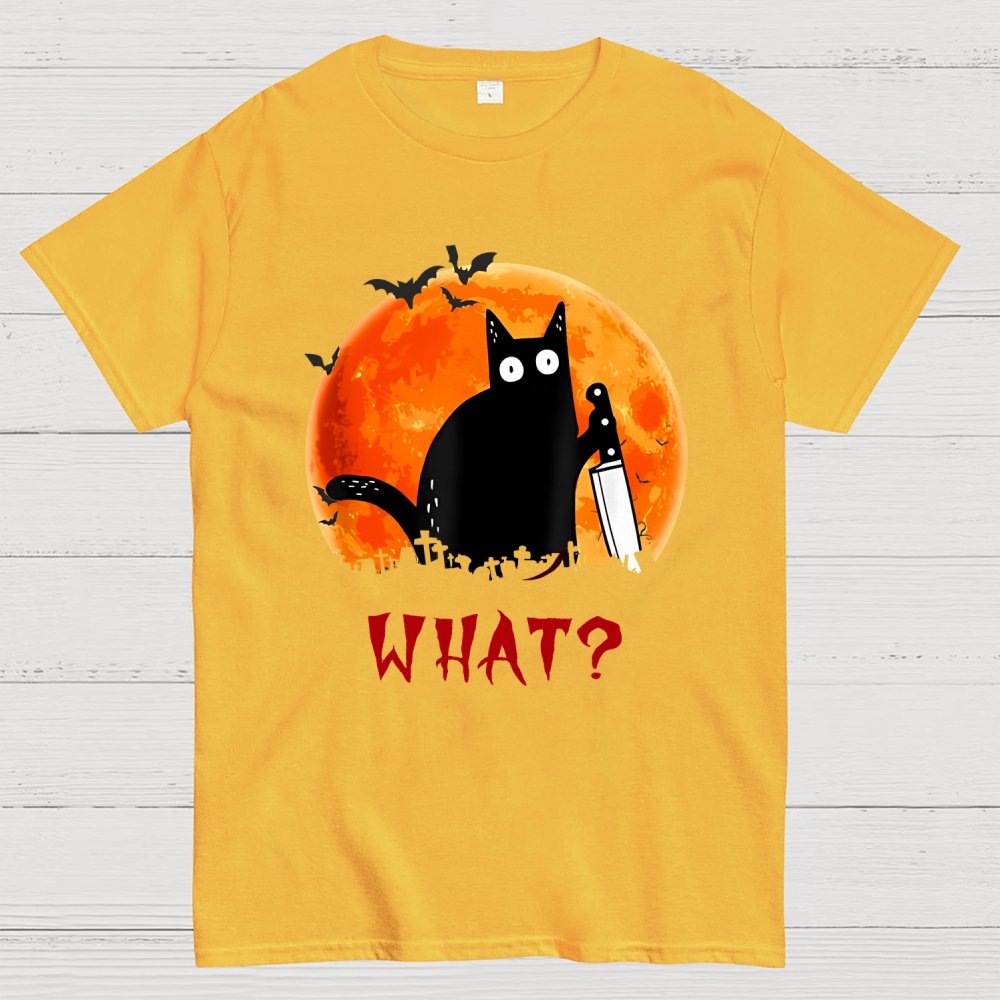 Cat What Funny Halloween Unisex Geek T-Shirt