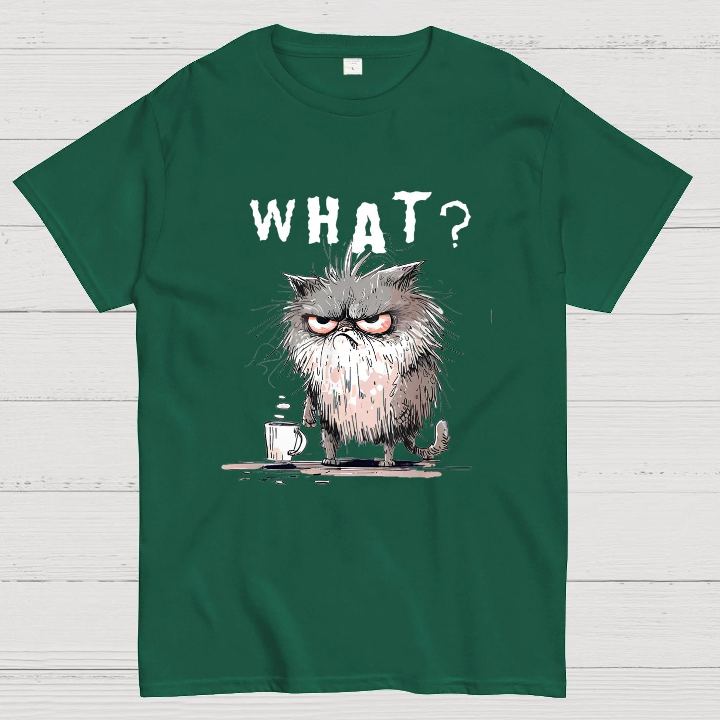 Bad Temper Feline With Coffee Grumpily Catty Funny T-Shirt