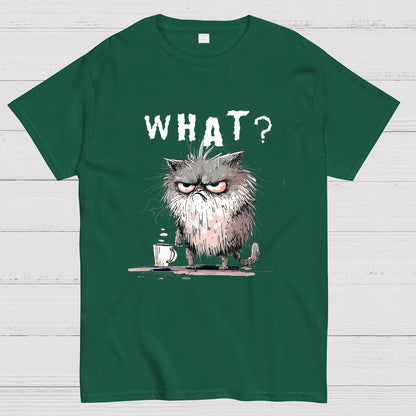 Bad Temper Feline With Coffee Grumpily Catty Funny T-Shirt