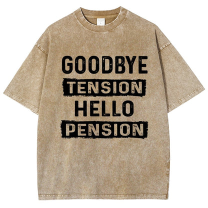 Funny Retirement Goodbye Tension Hello Pension Vintage Distressed T-shirt