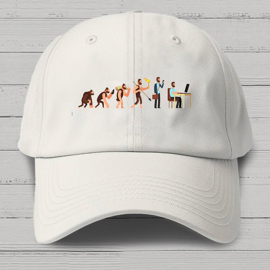 Human evolution From monkey to businessman and computer user Cotton Hat