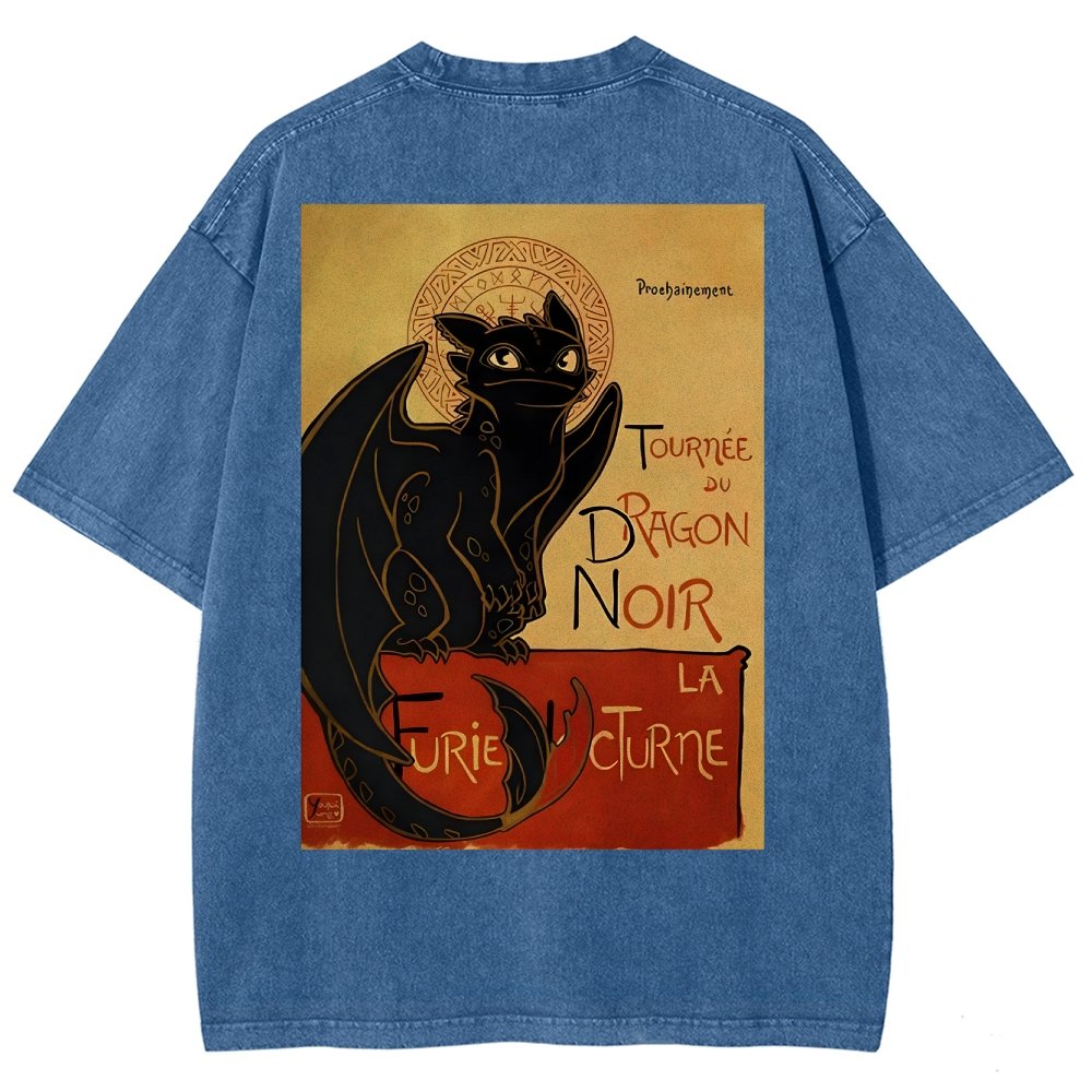 Le Dragon Noir Back Washed T-Shirt