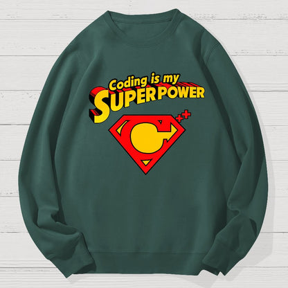 Coding Is My Superpower Geek Cotton Sweatshirt