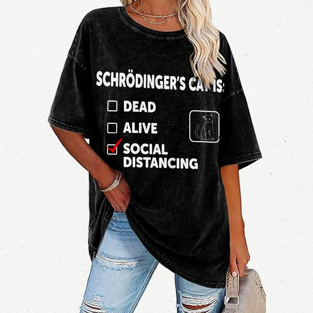 Schrodinger's Social Distancing Vintage Distressed T-shirt