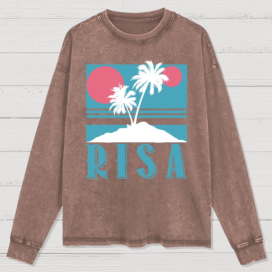 Planet Oasis Vacation Washed Long Sleeve Tee