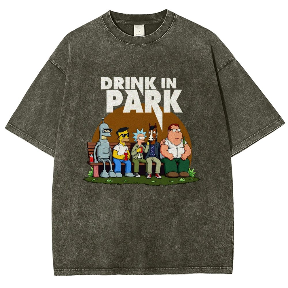 Drink in Park Vintage Distressed T-shirt