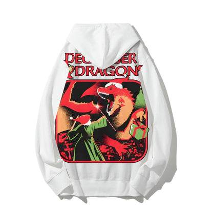 December & Dragons Printed Back Cotton Hoodie