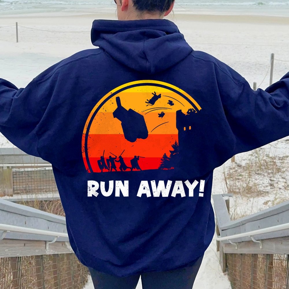 Run Away Printed Back Unisex Cotton Hoodie
