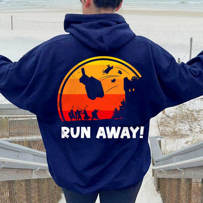 Run Away Printed Back Unisex Cotton Hoodie