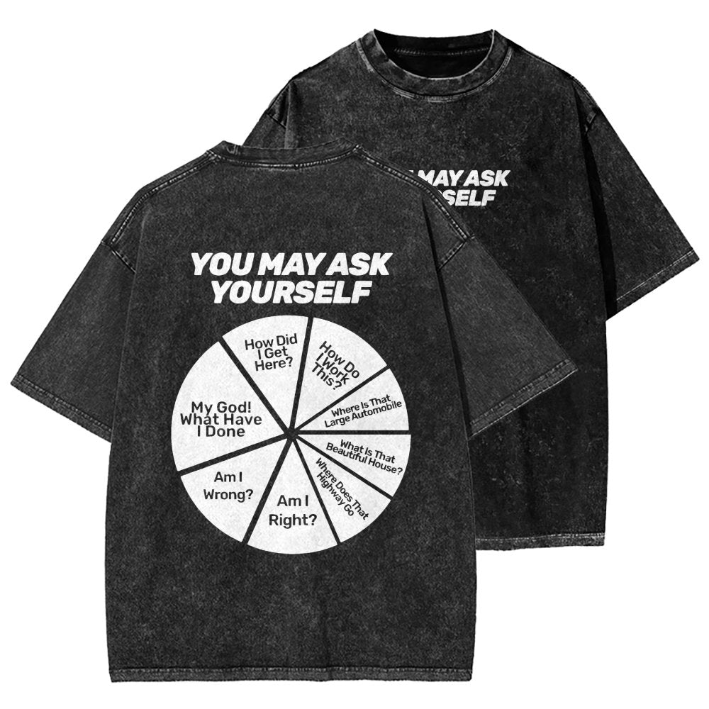 Techno Apocalypse Front And Back Printing Washed T-shirt