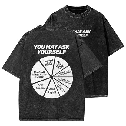 Techno Apocalypse Front And Back Printing Washed T-shirt