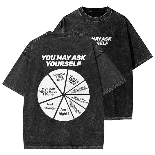 Techno Apocalypse Front And Back Printing Washed T-shirt