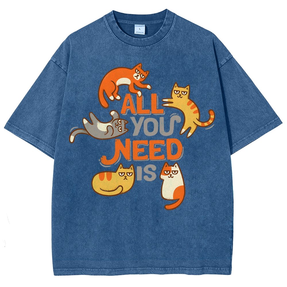All You Need Is Cat Vintage Distressed T-shirt